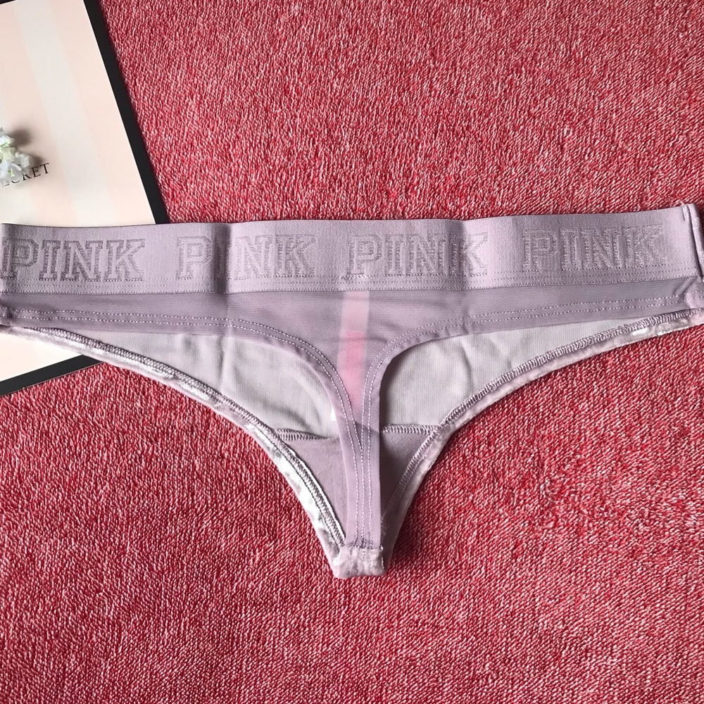 Victoria’s Secret PINK Velvet Logo Thong Panty - Picture 3 of 3
